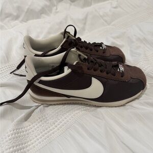 Nike Women’s Chocolate Brown and Cream Cortez Sneakers